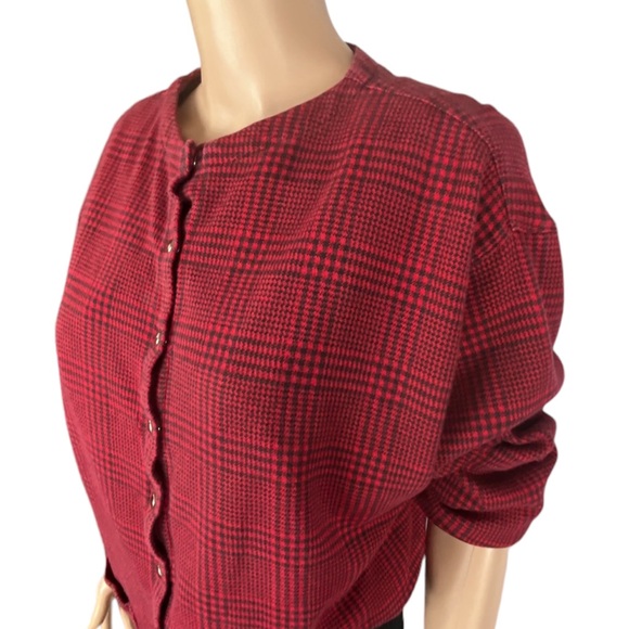 Gap Vintage Mock-Neck Snap-Front Shacket, Red Black | L - Picture 10 of 12